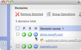 Plesk domains screen